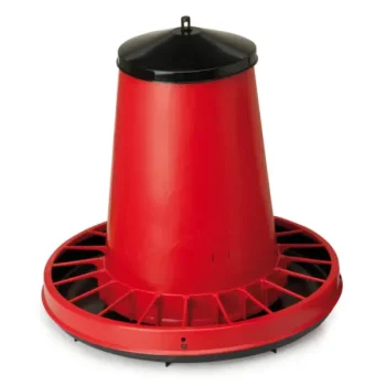 mangeoire rouge 40kg plastique avec grille anti gaspillage